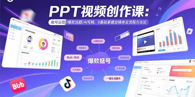 PPT视频创作课：账号运营/爆款选题/AI写稿，0基础掌握自媒体全流程方法论-狄威团队