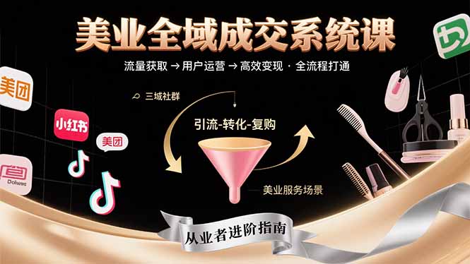 美业全域成交系统课程：帮助美业从业者打通从流量获取到高效变现全流程-狄威团队