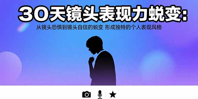 30天镜头表现力蜕变：从镜头恐惧到镜头自信的蜕变 形成独特的个人表现风格-狄威团队