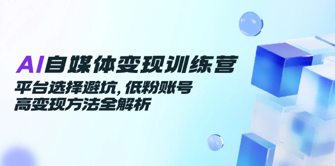 AI自媒体变现训练营，平台选择避坑，低粉账号高变现方法全解析-狄威团队