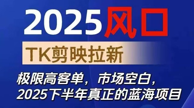 2025风口TK剪映capcut拉新项目，极限高客单，市场空白，2025下半年真正的蓝海项目-狄威团队