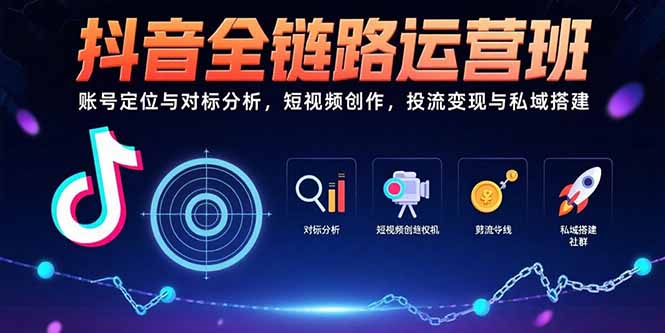 抖音全链路运营班：账号定位与对标分析，短视频创作，投流变现与私域搭建-狄威团队