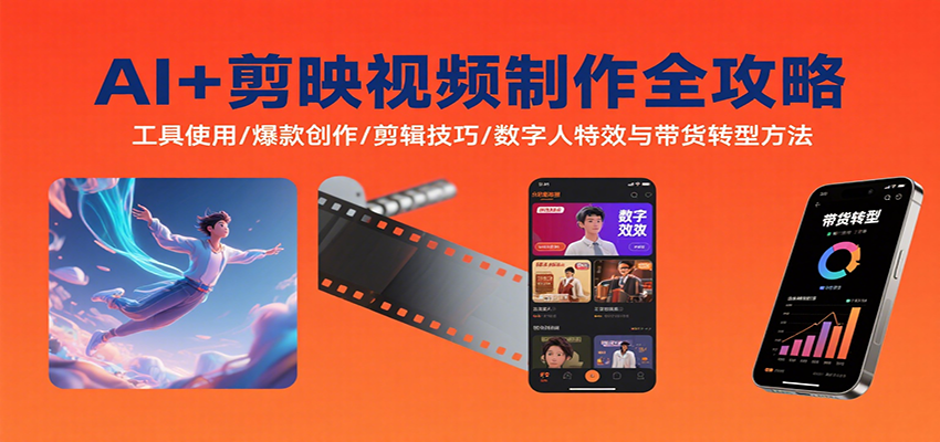 AI+剪映视频制作全攻略：工具使用/爆款创作/剪辑技巧/数字人特效与带货转型方法-狄威团队