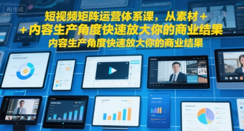 短视频矩阵运营体系课，从素材+内容生产角度快速放大你的商业结果-狄威团队