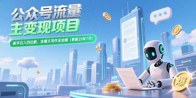 公众号流量主变现项目，新手日入四位数，含爆文写作全攻略(更新25年7月-狄威团队
