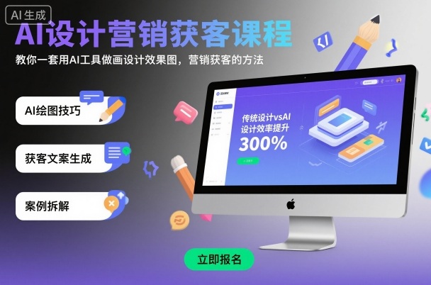 AI设计营销获客课程，教你一套用AI工具做画设计效果图，营销获客的方法-狄威团队