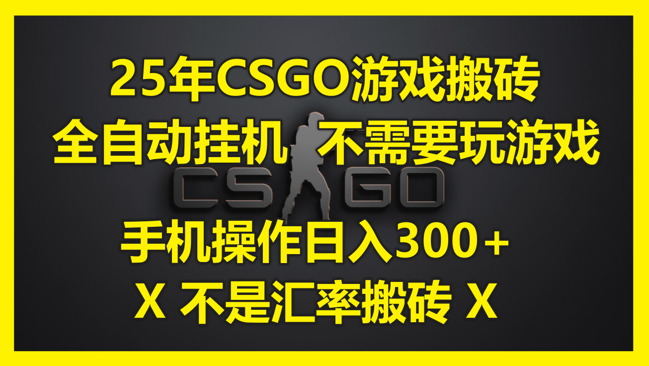 25年CSGO游戏搬砖，全自动挂机，不需要玩游戏，手机操作日入300+。(不...-狄威团队
