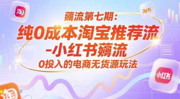 薅流第七期：纯0成本淘宝推荐流-小红书薅流最新版目，0投入的电商无货源玩法(附赠往期)-狄威团队