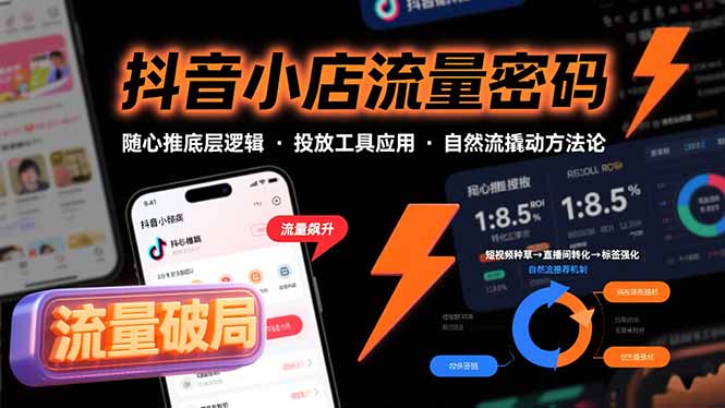 抖音小店流量密码，随心推底层逻辑，投放工具应用，自然流撬动核心方法论-狄威团队