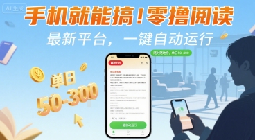 手机就能搞！零撸阅读挂G，最新平台，一键自动运行，随时随地挣，单日50-3张+【揭秘】-狄威团队