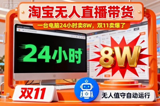 淘宝无人直播带货，一台电脑214小时卖8W，双11卖爆了【揭秘】-狄威团队