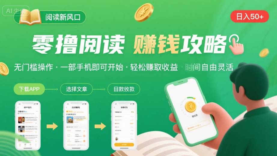 零撸阅读新风口，无门槛轻松挣，一部手机，日入 50-3张【揭秘】-狄威团队