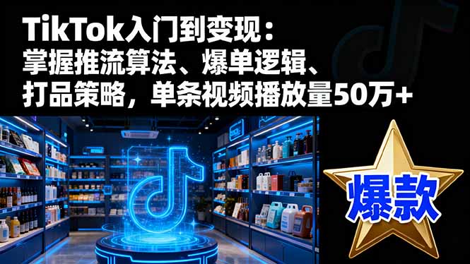 TikTok入门到变现：掌握推流算法、爆单逻辑、打品策略，单条视频播放量50w-狄威团队
