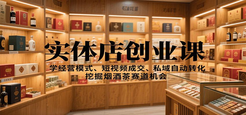 实体店创业课：学经营模式、短视频成交、私域自动转化，挖掘烟酒茶赛道机会-狄威团队