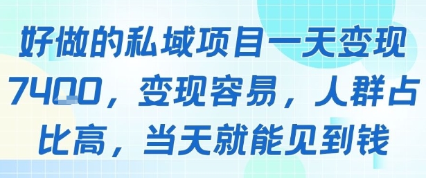 好做的私域项目一天变现1k+，变现容易，人群占比高，当天就能见到钱-狄威团队