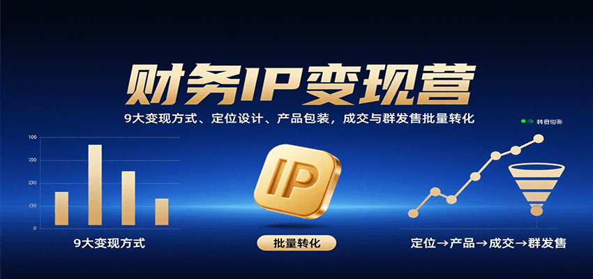 财务IP变现营：9大变现方式、定位设计、产品包装，成交与群发售批量转化-狄威团队