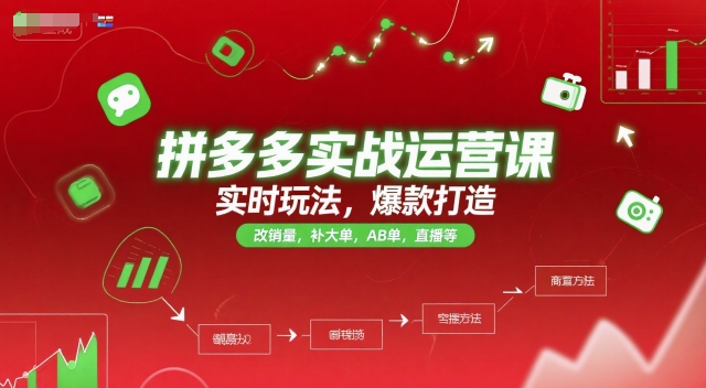 拼多多实战运营课，实时玩法，爆款打造，改销量，补大单，AB单，直播等(更新2025月)-狄威团队