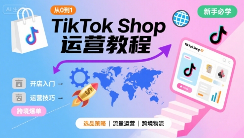 TikTok Shop从0到1运营教程，TikTok跨境电商新手必学课程-狄威团队