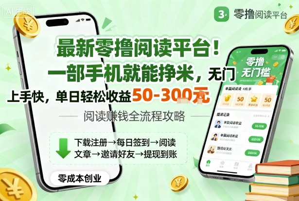 最新零撸阅读平台！一部手机就能挣米，无门槛上手快，单日轻松收益50-3张【揭秘】-狄威团队