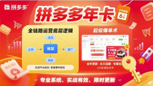 拼多多年卡【8月更新6节】拼多多全链路运营底层逻辑，超级爆单术-狄威团队