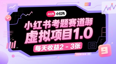 小红书考题赛道虚拟项目1.0，项目操作简单，每天收益2-3张-狄威团队