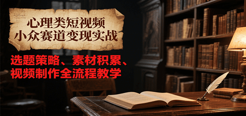 心理类短视频小众赛道变现实战，选题策略、素材积累、视频制作全流程教学-狄威团队