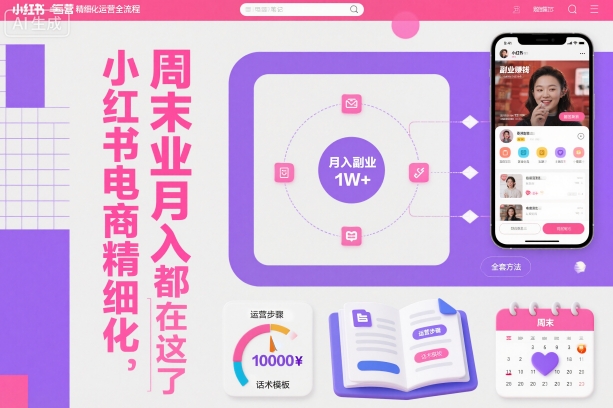 小红书电商精细化运营全流程，周末副业月入1W+，全套方法都在这了-狄威团队