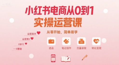小红书电商从0到1实操运营课，从零开始，简单易学-狄威团队