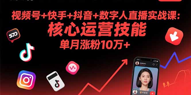 视频号+快手+抖音+数字人直播实战课(9月-狄威团队