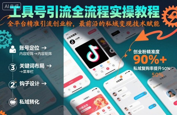 工具号引流全流程保姆级实操教程，全平台精准引流创业粉，最前沿的私域变现技术赋能-狄威团队