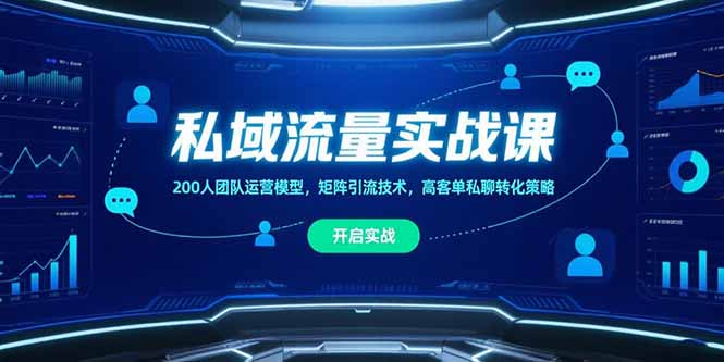 私域流量实战课，200人团队运营模型，矩阵引流技术，高客单私聊转化策略-狄威团队