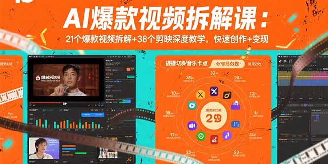 AI爆款视频拆解课：21个爆款视频拆解+38个剪映深度教学，快速创作+变现-狄威团队
