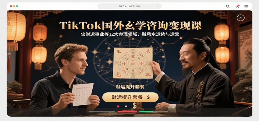 TikTok国外玄学咨询变现课，含财运事业等12大命理领域，融风水运势与运营-狄威团队
