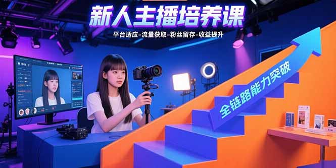 新人主播培养课：平台适应-流量获取-粉丝留存-收益提升 全链路能力突破-狄威团队