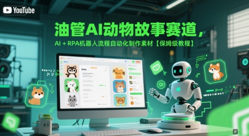 油管AI动物故事赛道，AI+RPA机器人流程自动化制作素材【保姆级教程】-狄威团队