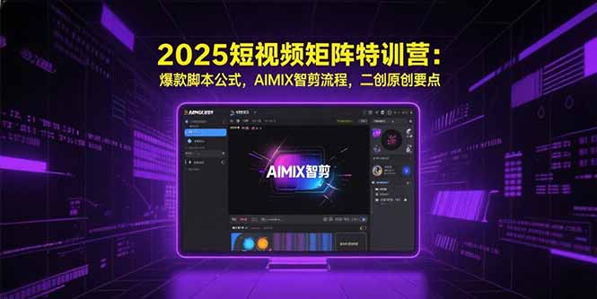 2025短视频矩阵特训营：爆款脚本公式，AIMIX智剪流程，二创原创要点-狄威团队