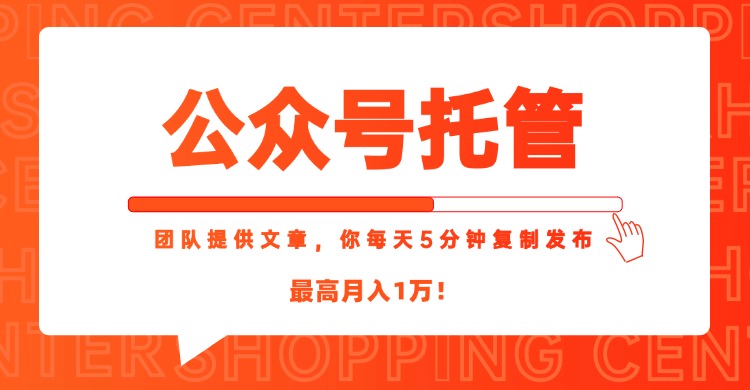 【公众号托管 】我提供文章，你每天５分钟复制发布，最高月入1W-狄威团队