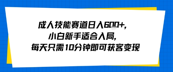 成人技能赛道日入多张，小白新手适合入局，每天只需10分钟即可获客变现-狄威团队