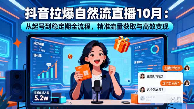 抖音拉爆自然流直播10月：从起号到稳定期全流程，精准流量获取与高效变现-狄威团队