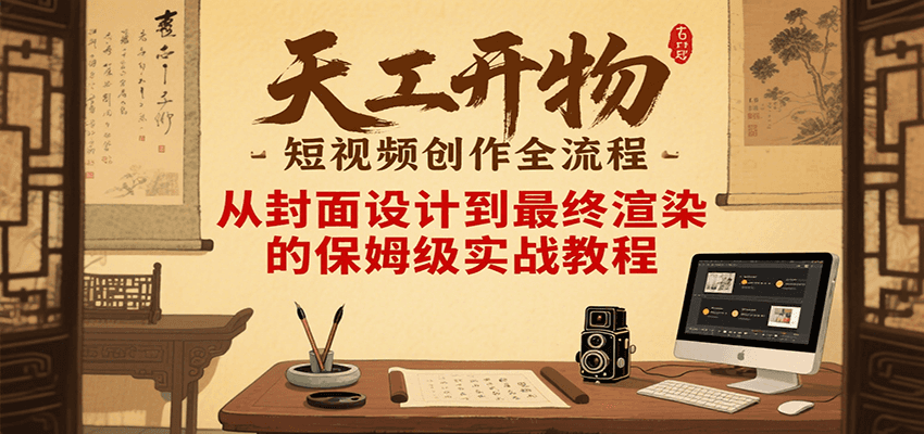 天工开物短视频创作全流程，从封面设计到最终渲染的保姆级实战教程-狄威团队