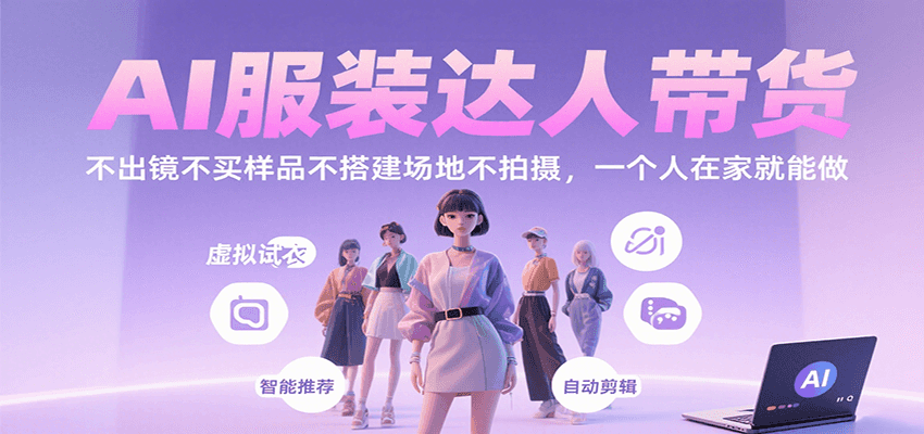 AI服装达人带货，不出镜不买样品不搭建场地不拍摄，一个人在家就能做-狄威团队