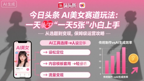 今日头条AI美女赛道玩法，一天轻松5张，小白轻松上手-狄威团队
