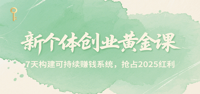 新个体创业黄金课，7天构建可持续赚钱系统，抢占2025红利-狄威团队