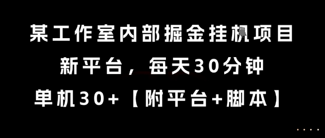 某工作室内部掘金挂G项目，新平台，每天30分钟，单机30+【揭秘】-狄威团队