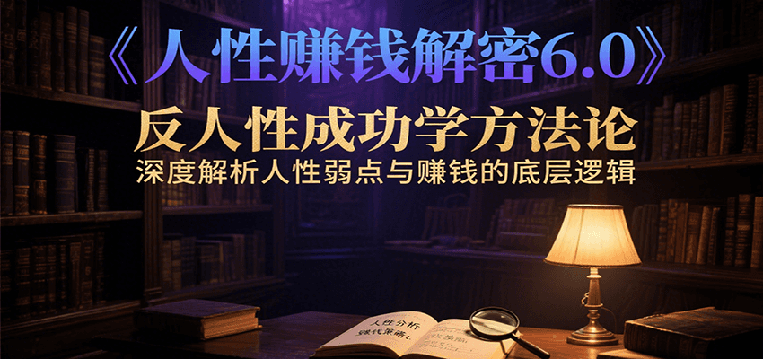 人性赚钱解密6.0，反人性成功学方法论，深度解析人性弱点与赚钱的底层逻辑-狄威团队