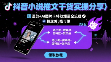 抖音小说推文干货实操分享，混剪+AI图片卡特效爆量全流程，0粉丝0门槛可做-狄威团队