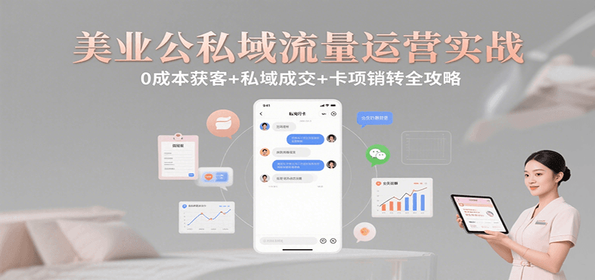 美业公私域流量运营实战：0成本获客+私域成交+卡项销转全攻略-狄威团队