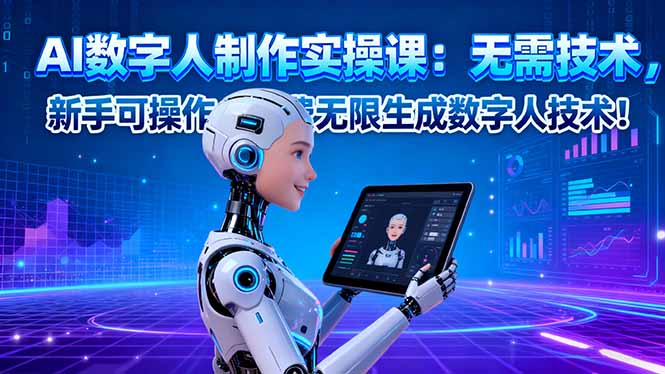 AI数字人制作实操课：无需技术，新手可操作，免费无限生成数字人技术！-狄威团队