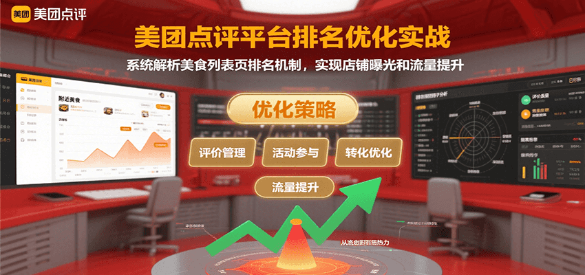 美团点评平台排名优化实战，系统解析美食列表页排名机制，实现店铺曝光和流量提升-狄威团队