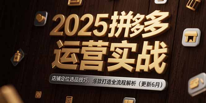 2025拼多多运营实战：店铺定位选品技巧，爆款打造全流程解析(更新6月-狄威团队